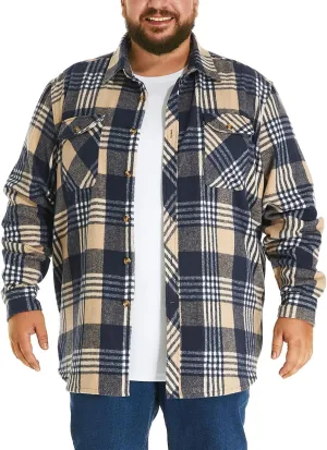 HOdo Big and Tall Mens Heavyweight Flannel Shirt 2XL- 6XL Button Down Shirt