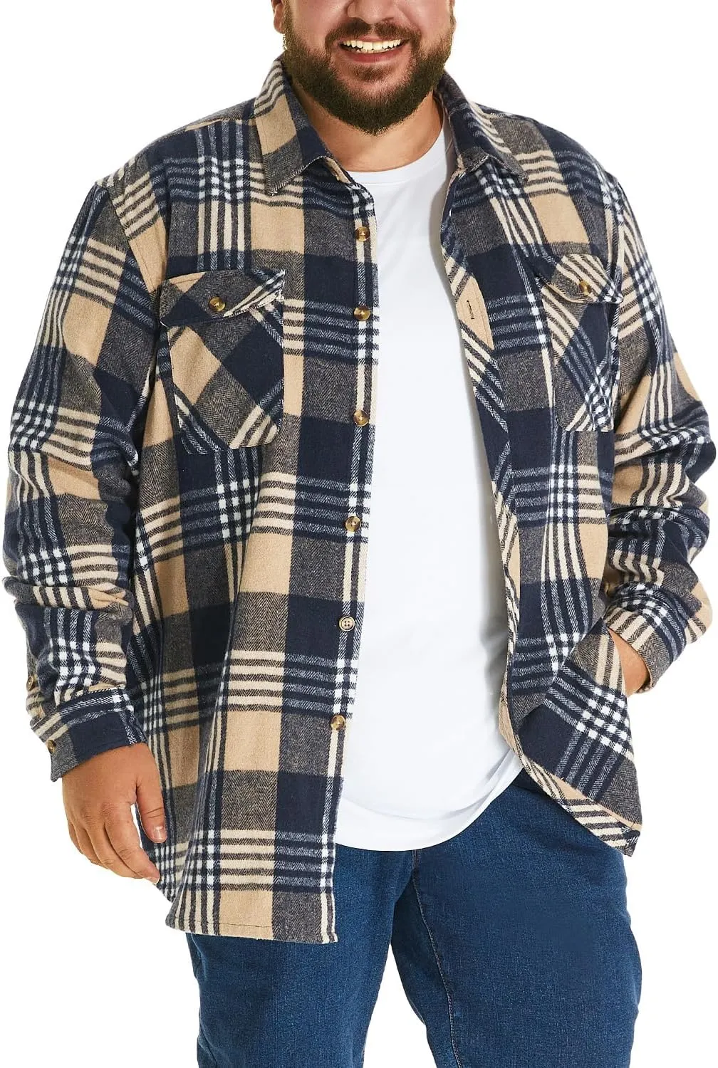 HOdo Big and Tall Mens Heavyweight Flannel Shirt 2XL- 6XL Button Down Shirt