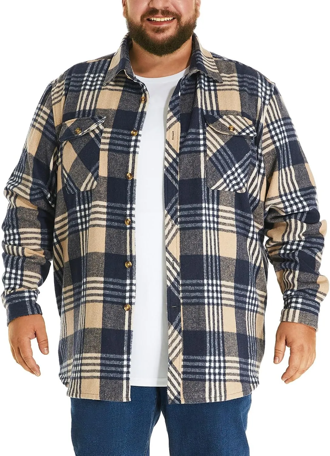 HOdo Big and Tall Mens Heavyweight Flannel Shirt 2XL- 6XL Button Down Shirt