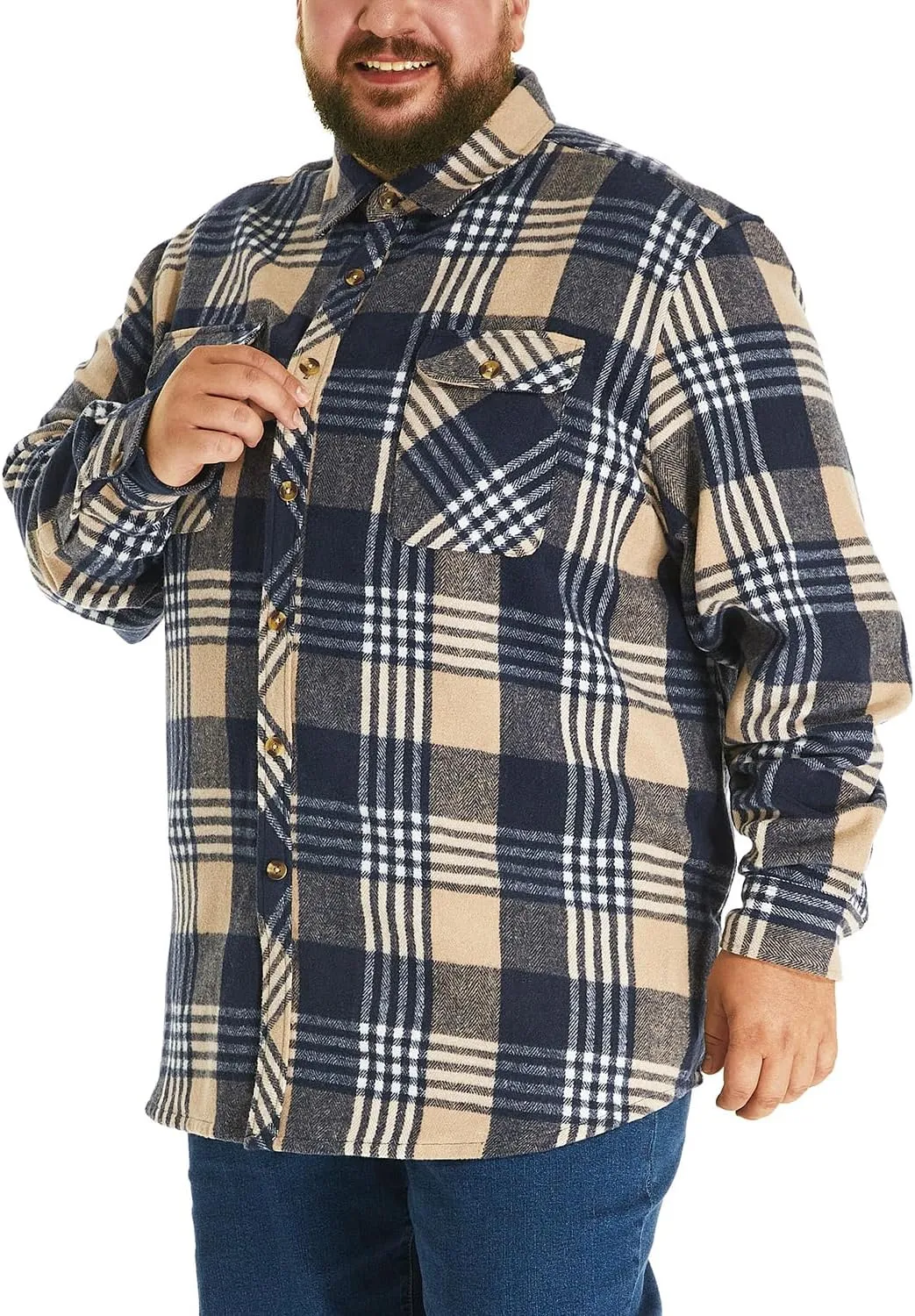 HOdo Big and Tall Mens Heavyweight Flannel Shirt 2XL- 6XL Button Down Shirt