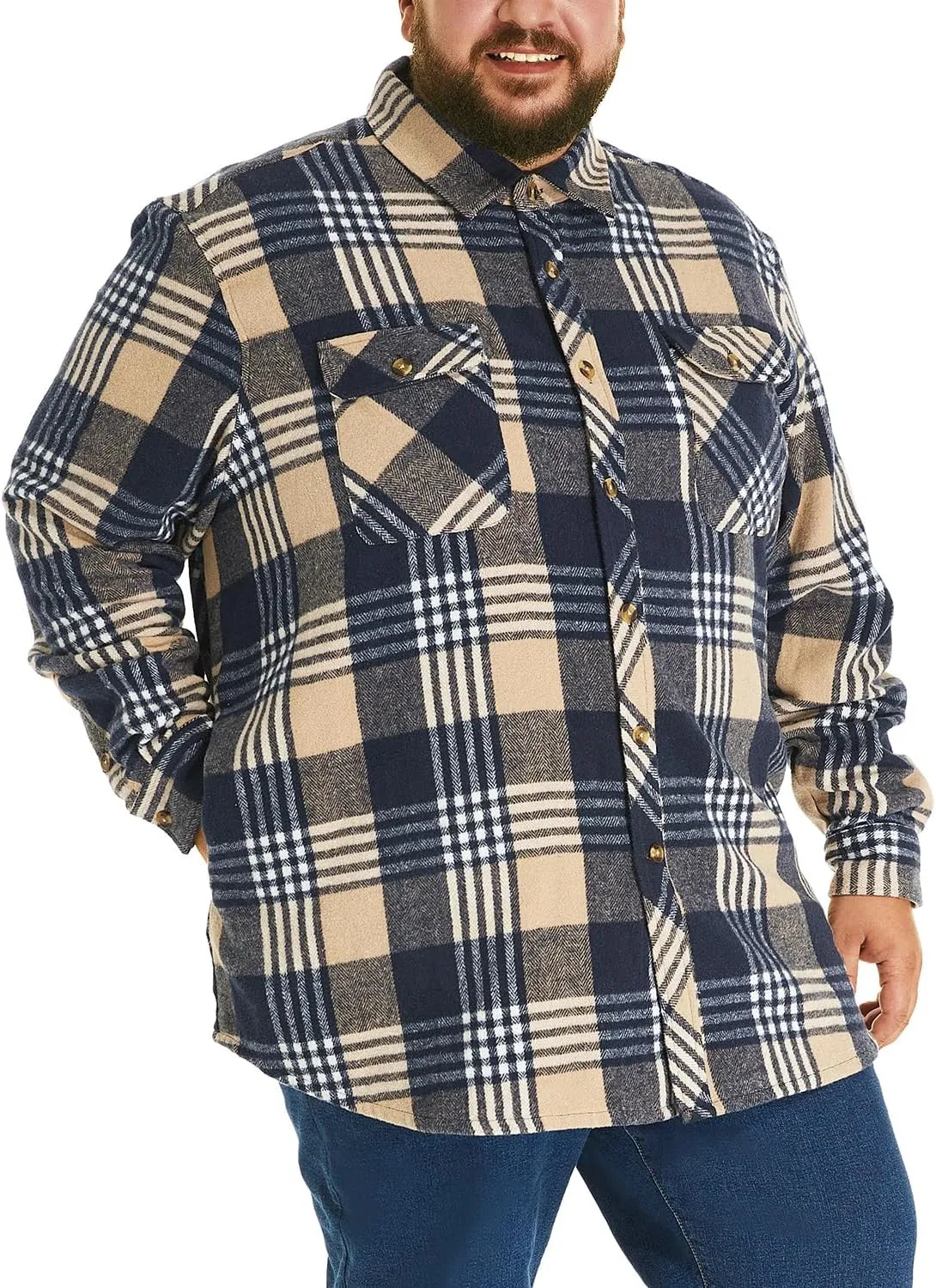 HOdo Big and Tall Mens Heavyweight Flannel Shirt 2XL- 6XL Button Down Shirt