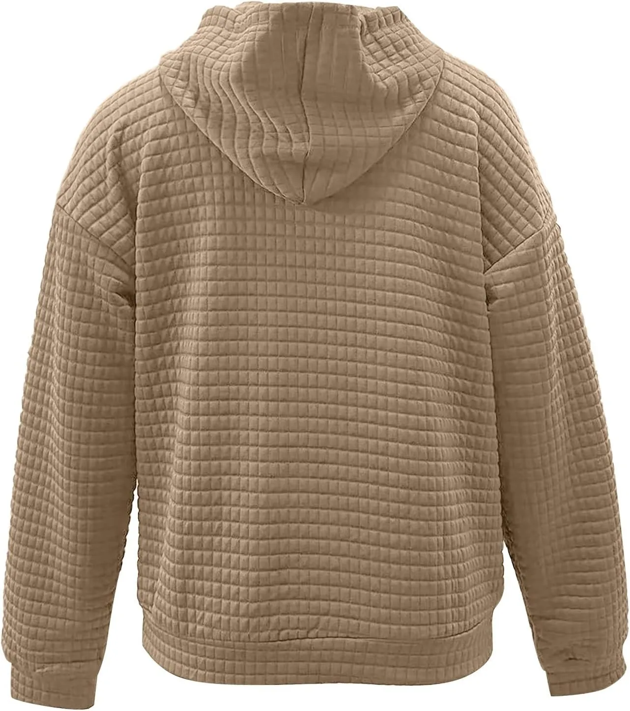 Hoodie for Women Fall 2024 Trendy Waffle Knit Drawstring Pullover Sweatshirts Casual Loose Fit Sweater Cute Fashion Clothes