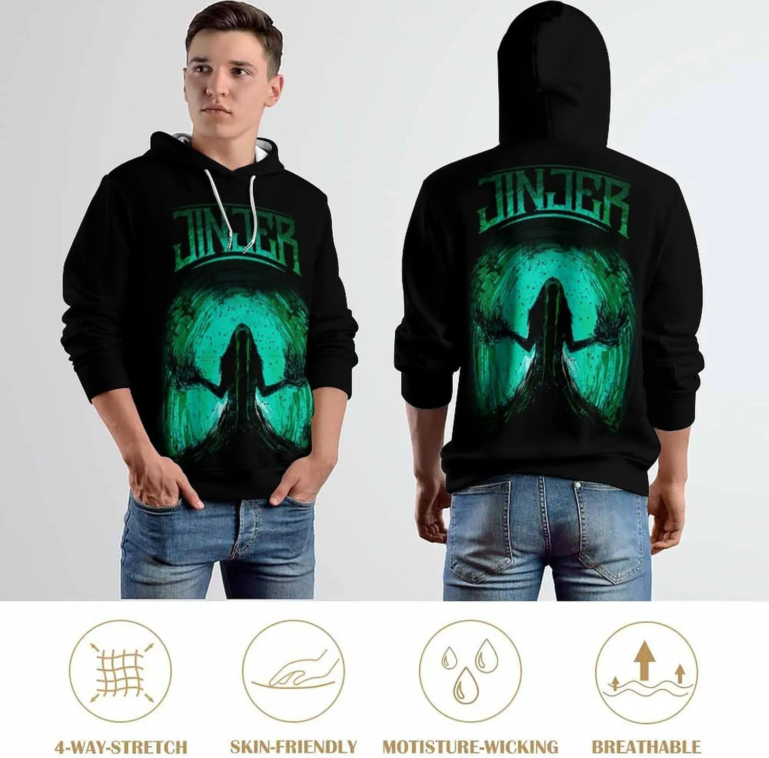 Hoodie Mens Loose Pullover Hoodies Novelty Graphic Hooded Sweatshirts Tops