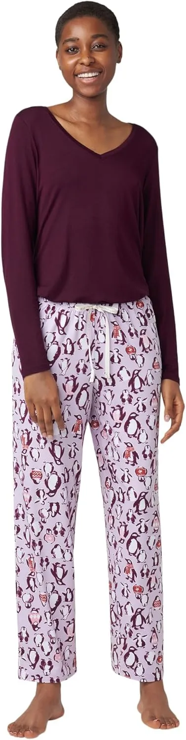 HUE womens Sleep and Lounge Pajama Separates, Christmas and Holiday Collection