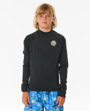 Icons UV Brushed Long Sleeve Rash Vest - Boys (8-16 years) - Black