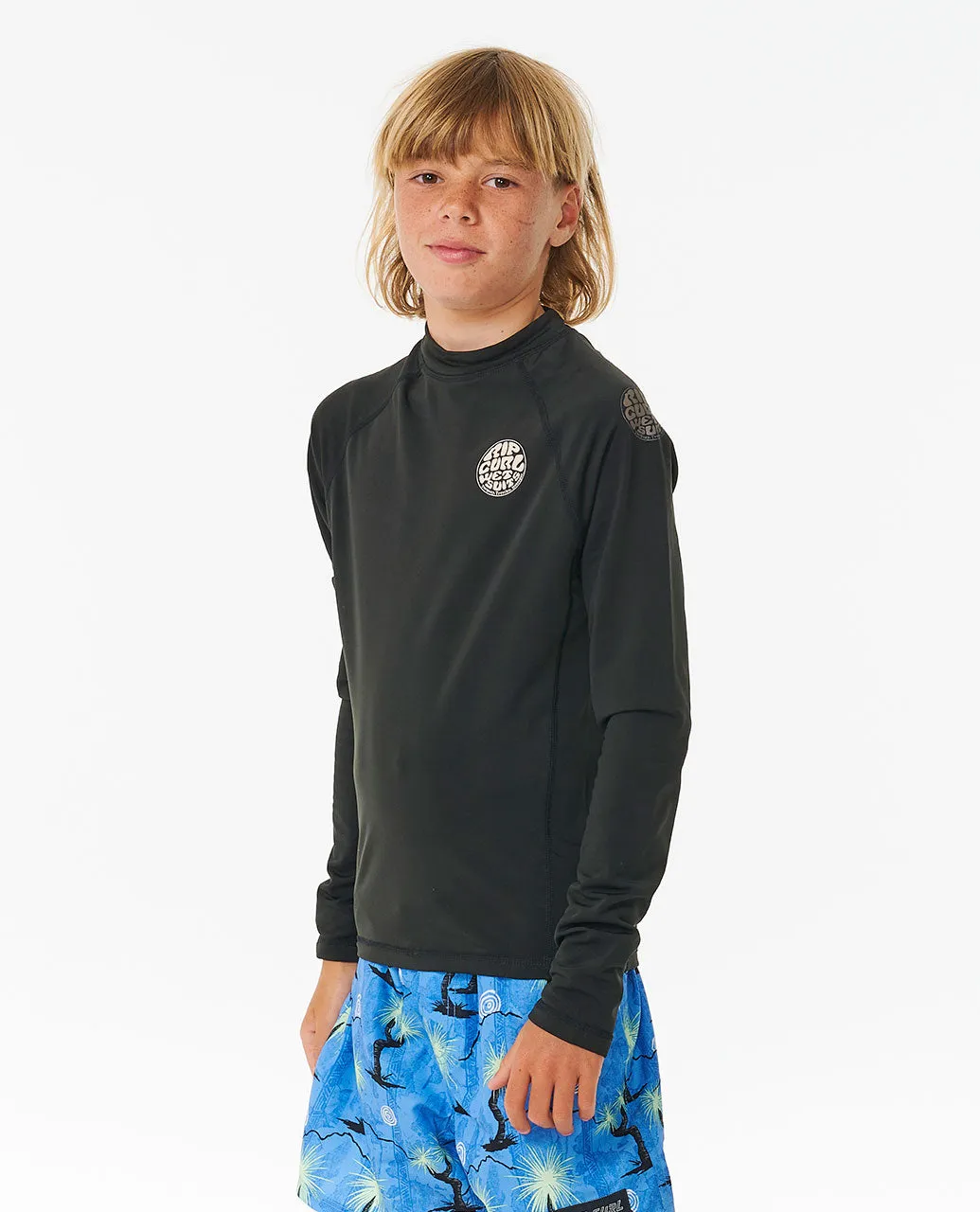 Icons UV Brushed Long Sleeve Rash Vest - Boys (8-16 years) - Black