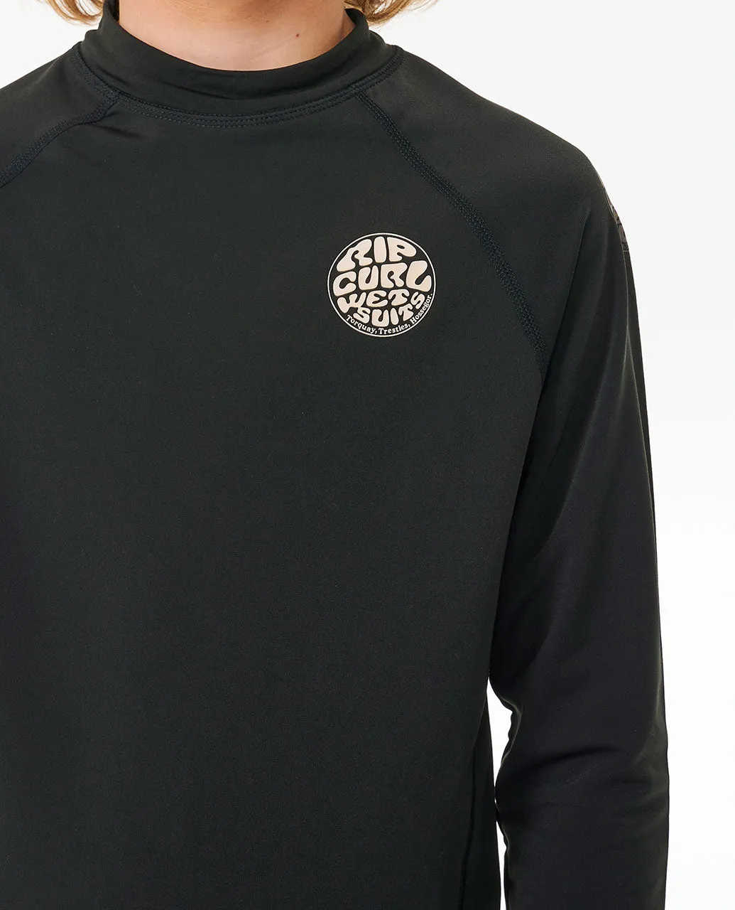 Icons UV Brushed Long Sleeve Rash Vest - Boys (8-16 years) - Black