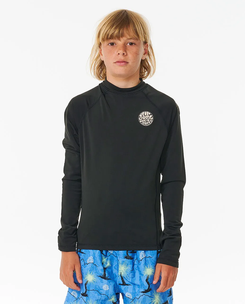 Icons UV Brushed Long Sleeve Rash Vest - Boys (8-16 years) - Black