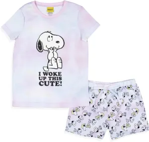 INTIMO Peanuts Girls' I Woke Up This Cute Snoopy Tie-Dye Sleep Pajama Set Shorts