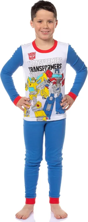 INTIMO Transformers Boys' Optimus Prime Bumblebee Characters Logo Sleep Pajama Set (6) Multicolored