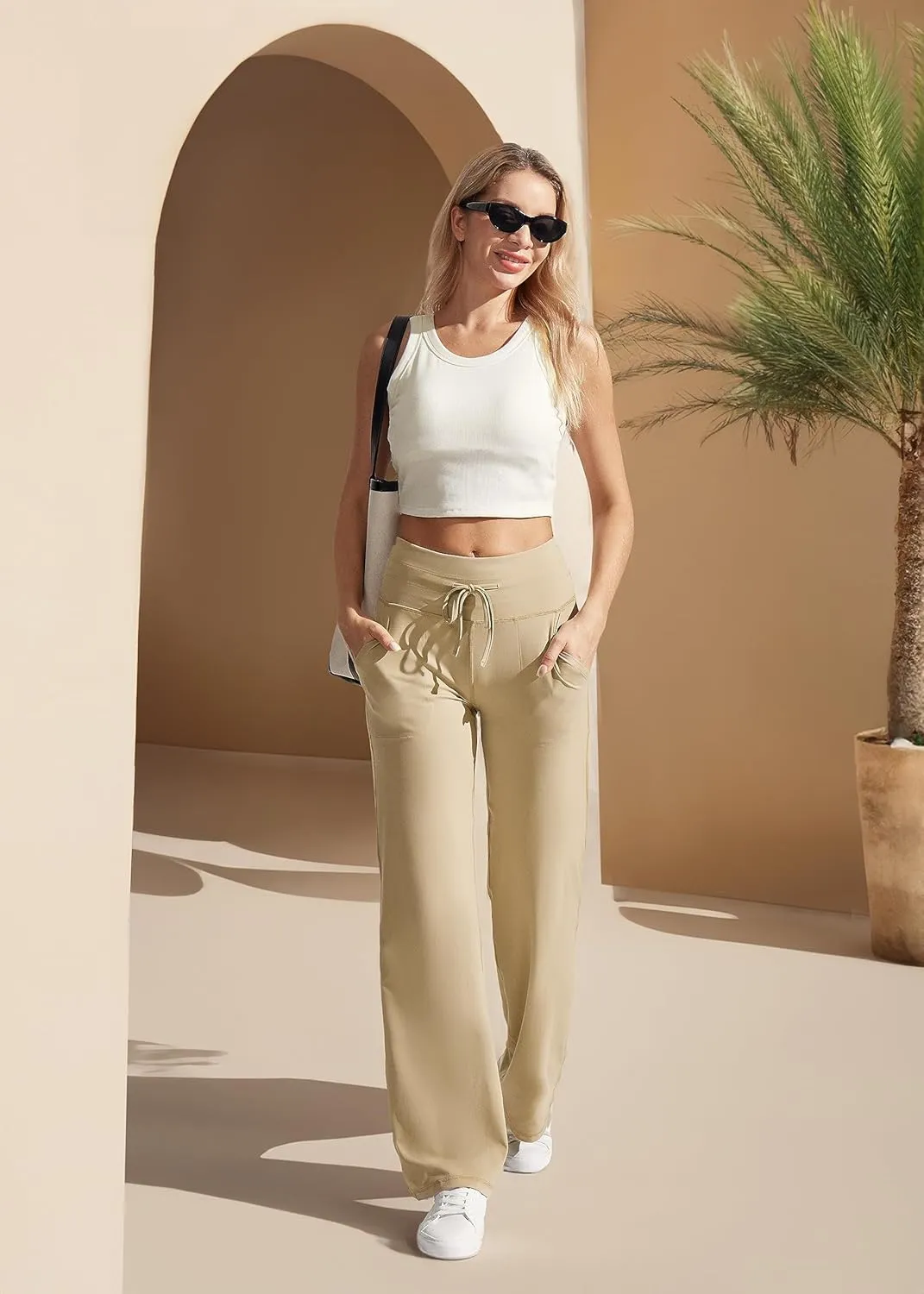 IUGA Wide Leg Yoga Pants for Women Sweatpants with Pockets Yoga Pants Flare Lounge Pants Loose High Waist Comfy Workout Dance
