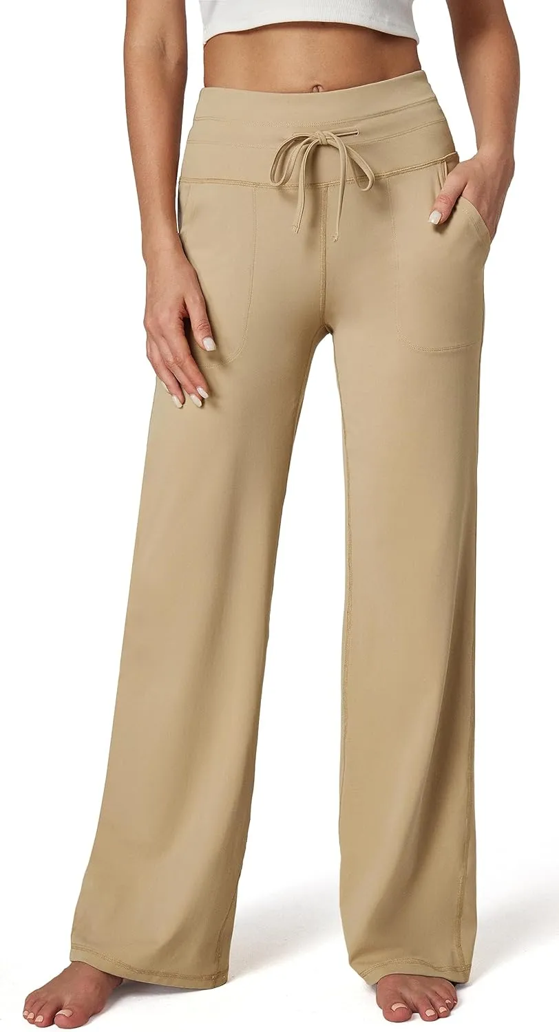 IUGA Wide Leg Yoga Pants for Women Sweatpants with Pockets Yoga Pants Flare Lounge Pants Loose High Waist Comfy Workout Dance