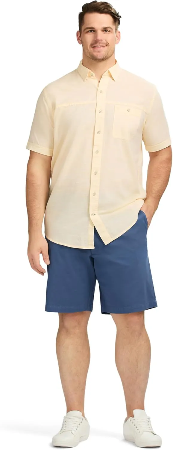 IZOD Men's Big and Tall Saltwater Dockside Short Sleeve Button Down Shirt