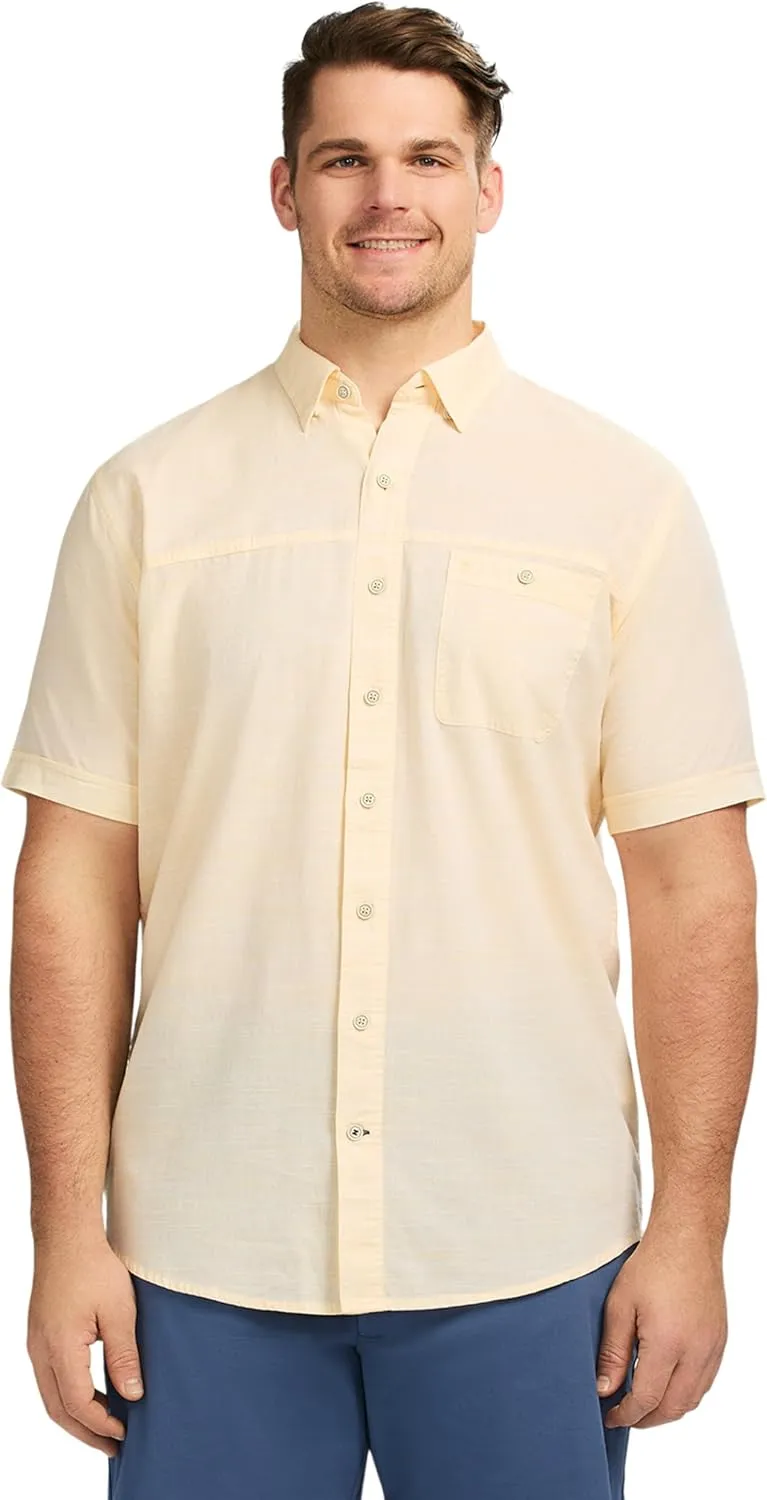 IZOD Men's Big and Tall Saltwater Dockside Short Sleeve Button Down Shirt