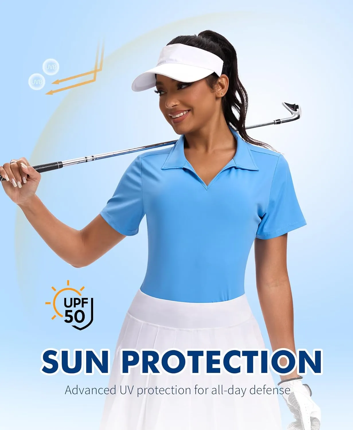 JoyGirl Women's Golf Polo Shirts Collared V-Neck Short Sleeve Tennis Shirt UPF 50  Quick Dry Moisture Wicking Golf Tops