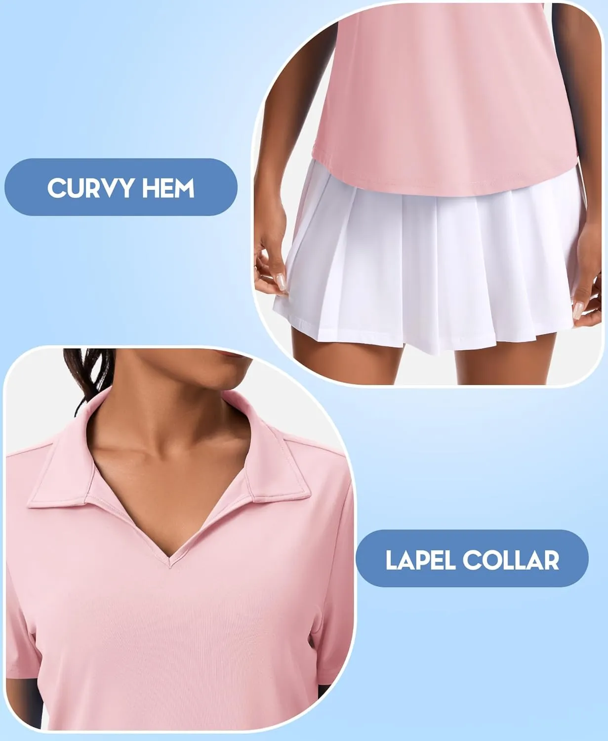 JoyGirl Women's Golf Polo Shirts Collared V-Neck Short Sleeve Tennis Shirt UPF 50  Quick Dry Moisture Wicking Golf Tops