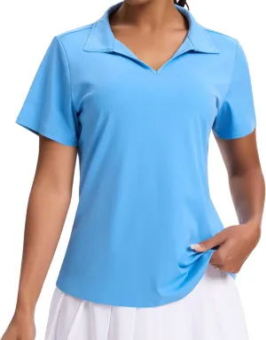 JoyGirl Women's Golf Polo Shirts Collared V-Neck Short Sleeve Tennis Shirt UPF 50  Quick Dry Moisture Wicking Golf Tops