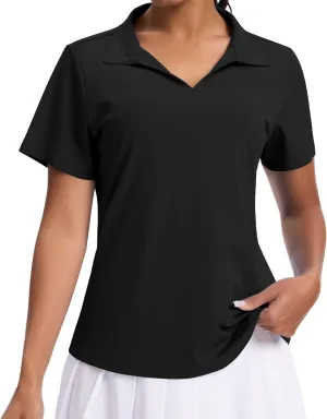 JoyGirl Women's Golf Polo Shirts Collared V-Neck Short Sleeve Tennis Shirt UPF 50  Quick Dry Moisture Wicking Golf Tops