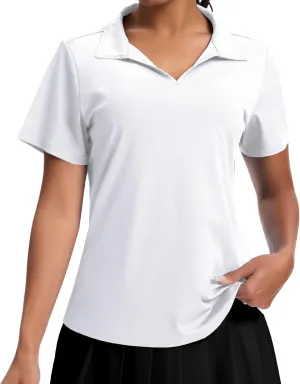 JoyGirl Women's Golf Polo Shirts Collared V-Neck Short Sleeve Tennis Shirt UPF 50  Quick Dry Moisture Wicking Golf Tops