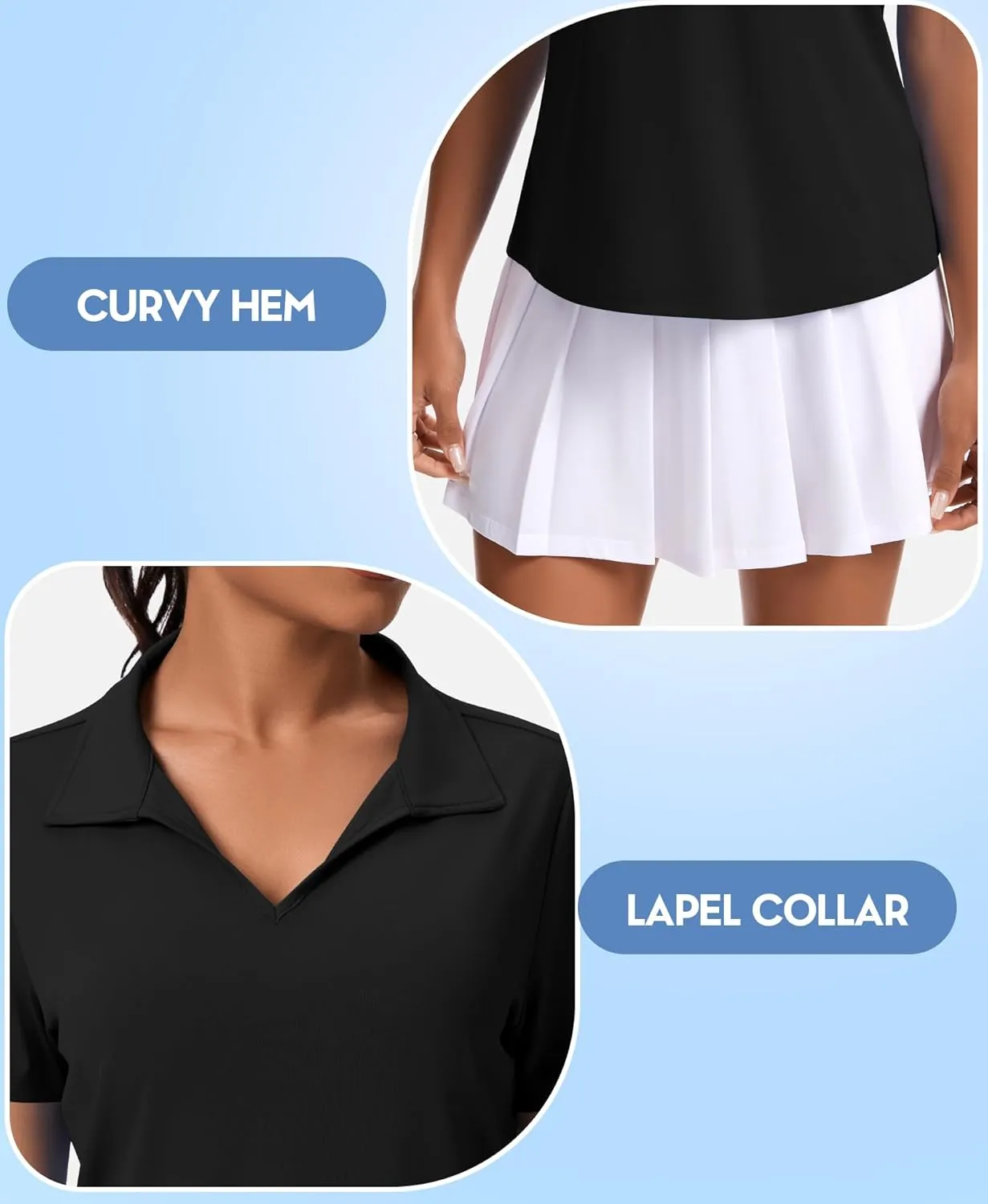 JoyGirl Women's Golf Polo Shirts Collared V-Neck Short Sleeve Tennis Shirt UPF 50  Quick Dry Moisture Wicking Golf Tops