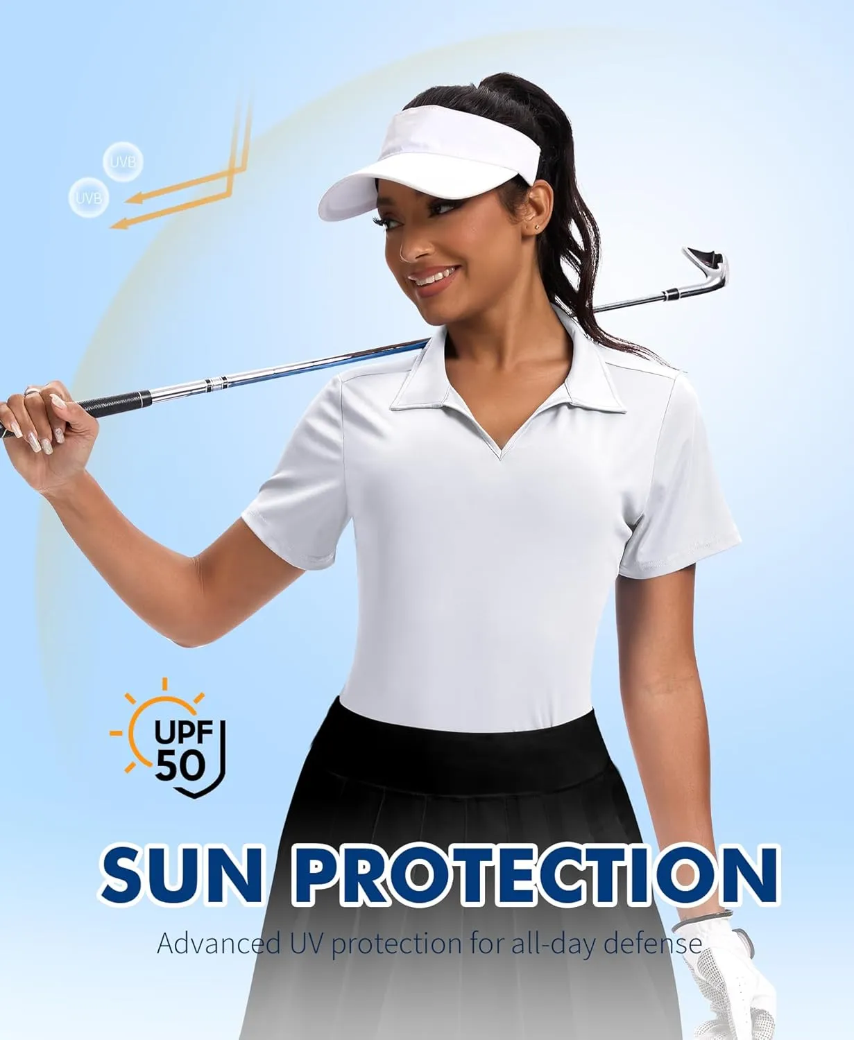 JoyGirl Women's Golf Polo Shirts Collared V-Neck Short Sleeve Tennis Shirt UPF 50  Quick Dry Moisture Wicking Golf Tops