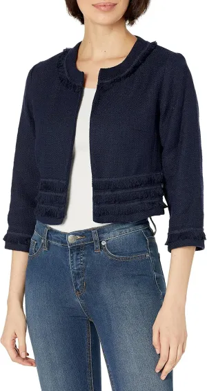 Karl Lagerfeld Paris Women's Tweed Open Front Jacket