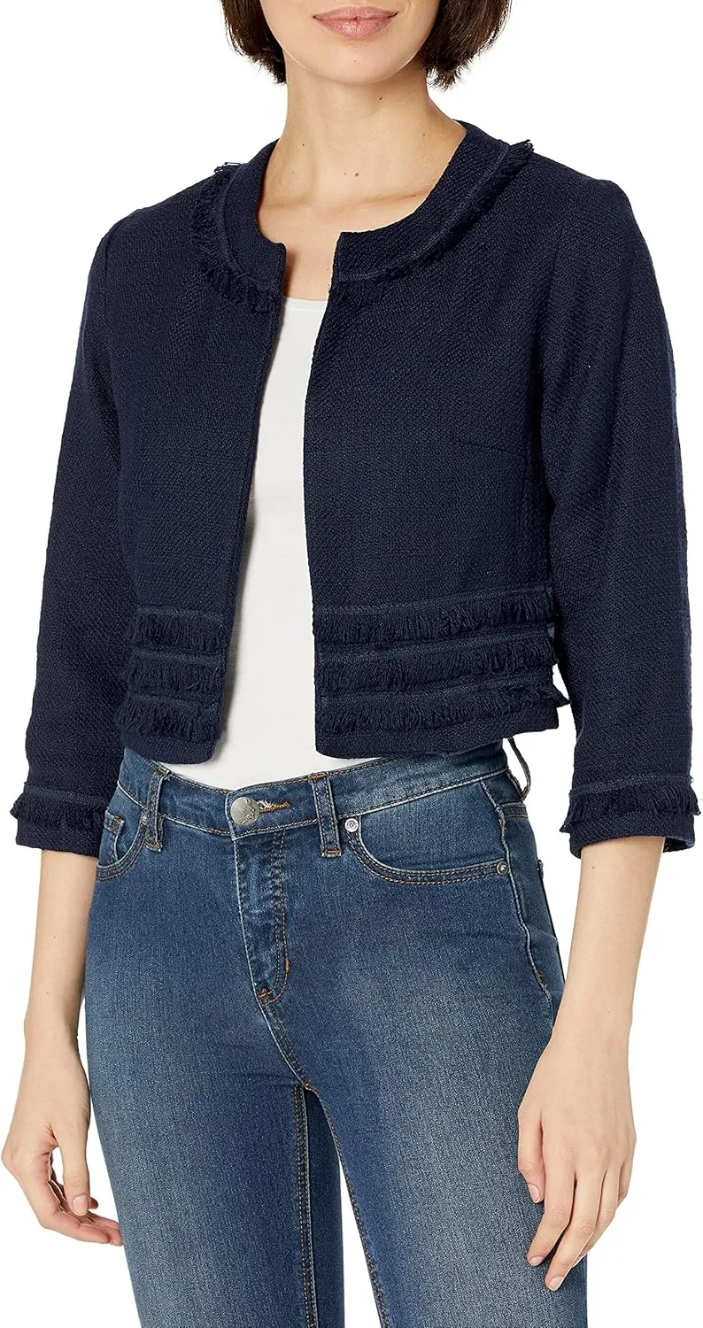 Karl Lagerfeld Paris Women's Tweed Open Front Jacket