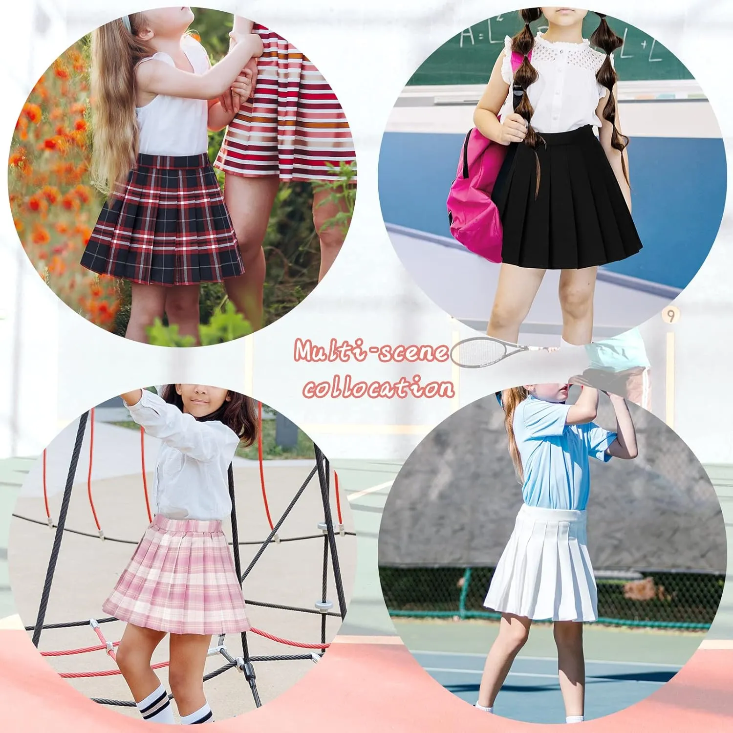 KEREDA Girls Pleated Mini Skirt High Waist Tennis School Uniform Skirts 4-14 Years