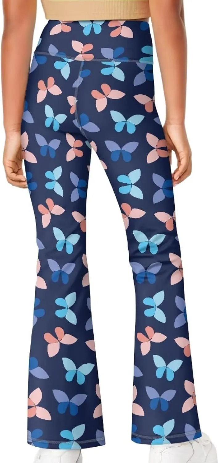Kids Flare Pants Youth Yoga Dance High Waist Girls Bootcut Sweatpants