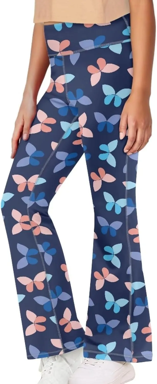Kids Flare Pants Youth Yoga Dance High Waist Girls Bootcut Sweatpants