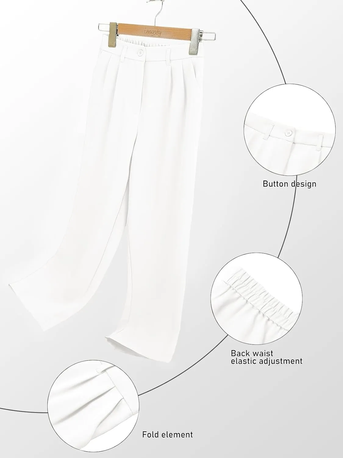 Kids Girls High Waist Wide Leg School Uniform Pants 5-14 Years