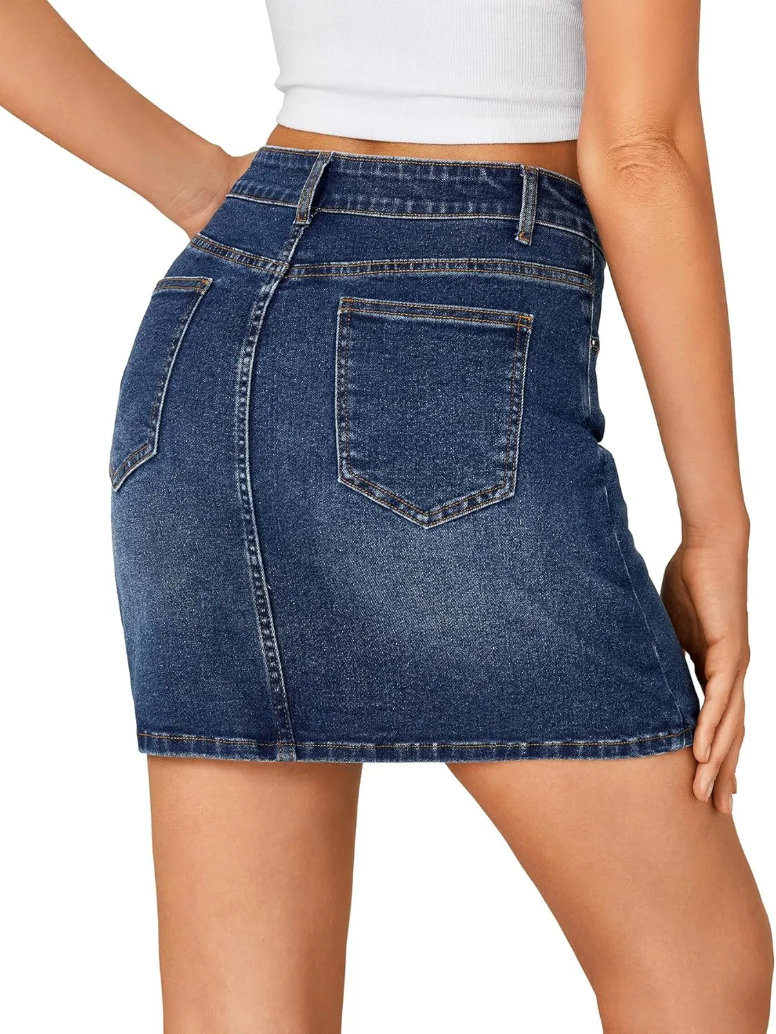 KIFOVEN Women's Mini Denim Skirt High Waisted Casual Slim Fit Jean Skirt