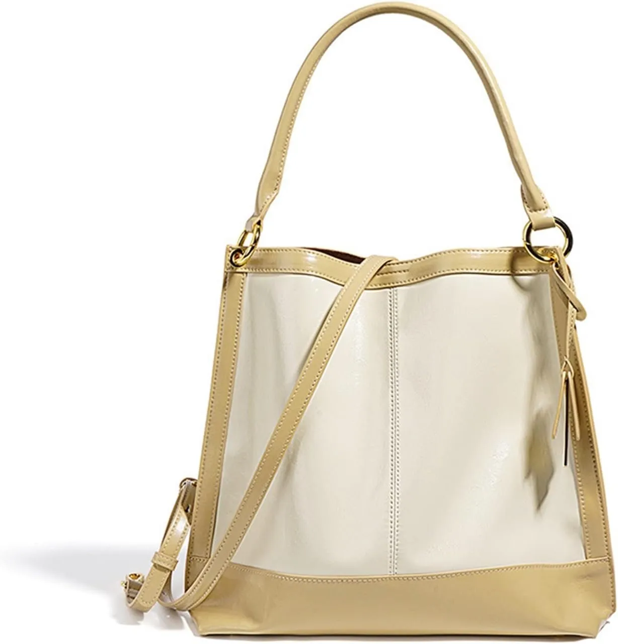 Large-Capacity Bucket Tote Bag Splicing Commuting Single Shoulder Messenger Women's Bag Genuine Leather Underarm Bag (Color : 03)