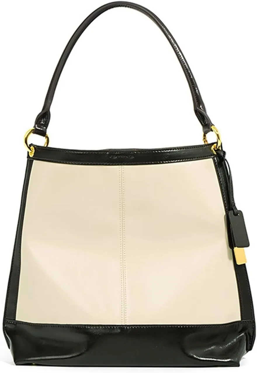Large-Capacity Bucket Tote Bag Splicing Commuting Single Shoulder Messenger Women's Bag Genuine Leather Underarm Bag (Color : 03)