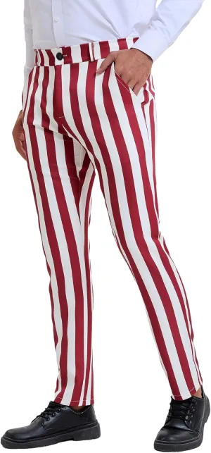 Lars Amadeus Men's Striped Dress Pants Straight Fit Color Block Business Stripe Trousers
