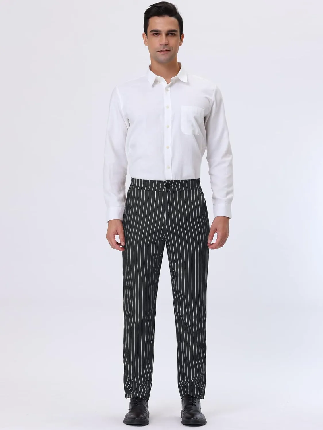 Lars Amadeus Men's Striped Dress Pants Straight Fit Color Block Business Stripe Trousers