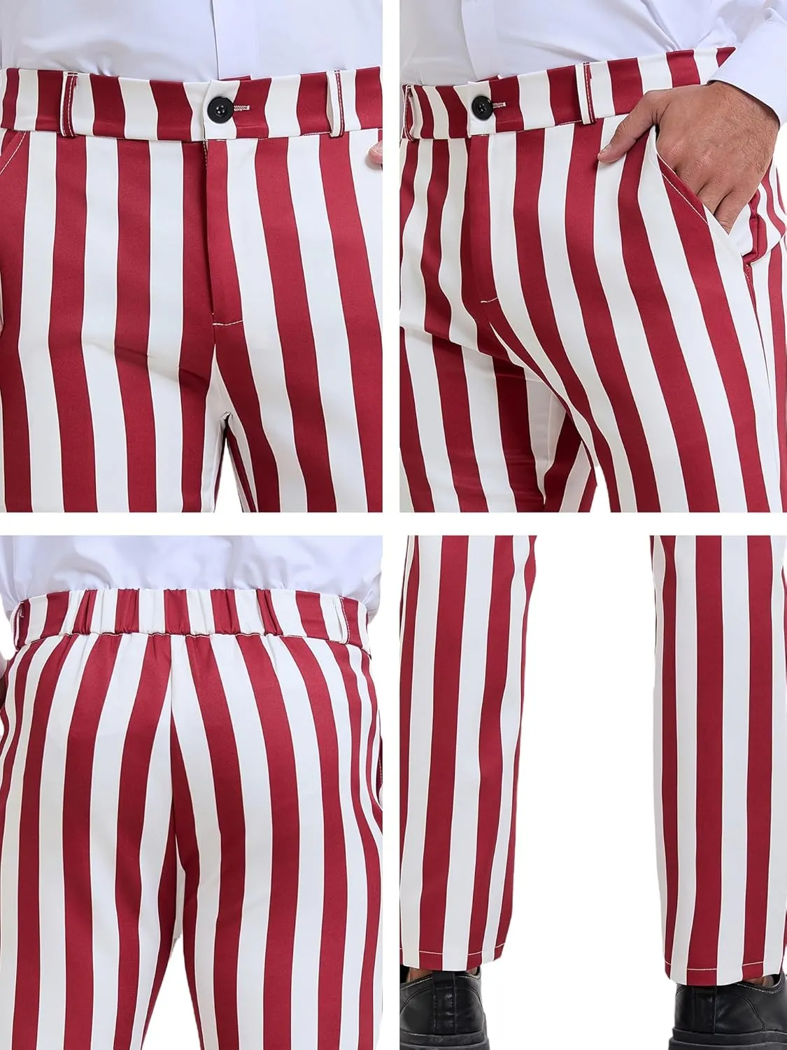 Lars Amadeus Men's Striped Dress Pants Straight Fit Color Block Business Stripe Trousers