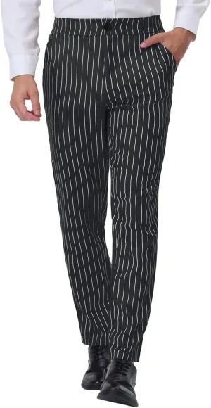 Lars Amadeus Men's Striped Dress Pants Straight Fit Color Block Business Stripe Trousers