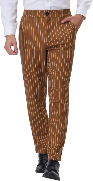 Lars Amadeus Men's Striped Dress Pants Straight Fit Color Block Business Stripe Trousers