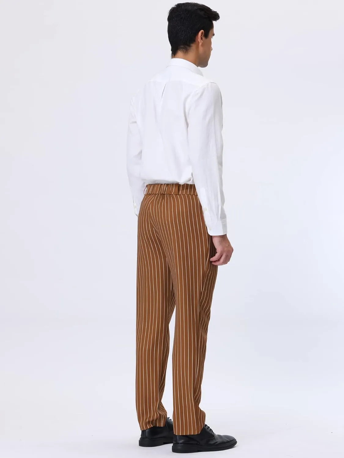 Lars Amadeus Men's Striped Dress Pants Straight Fit Color Block Business Stripe Trousers