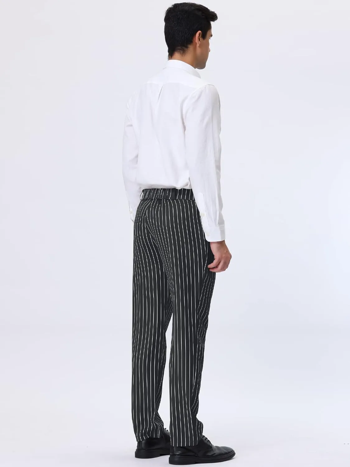 Lars Amadeus Men's Striped Dress Pants Straight Fit Color Block Business Stripe Trousers