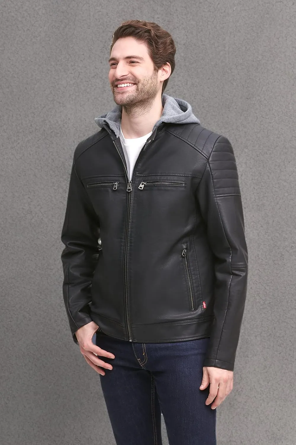 Levi's mens Faux Leather Racer Jacket