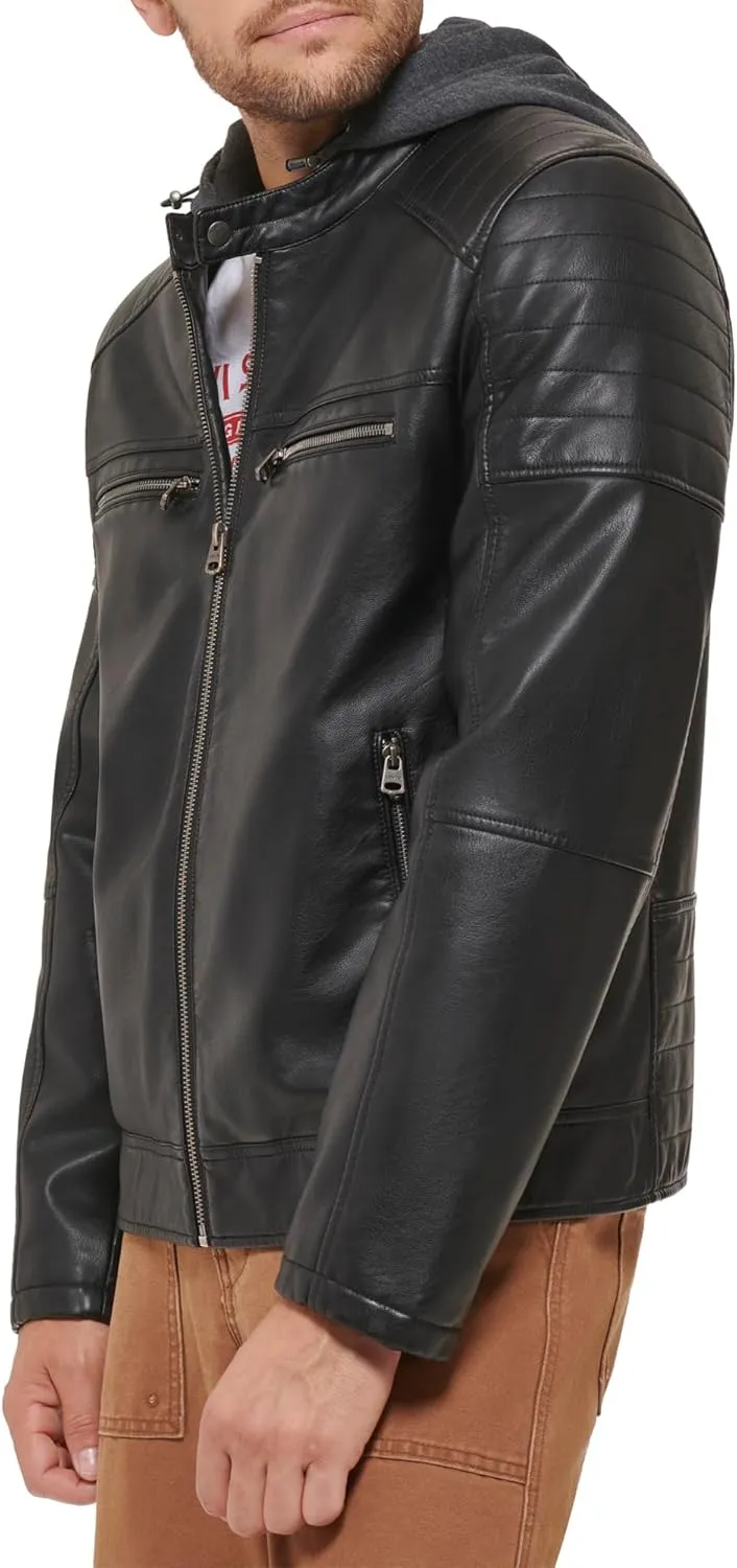 Levi's mens Faux Leather Racer Jacket