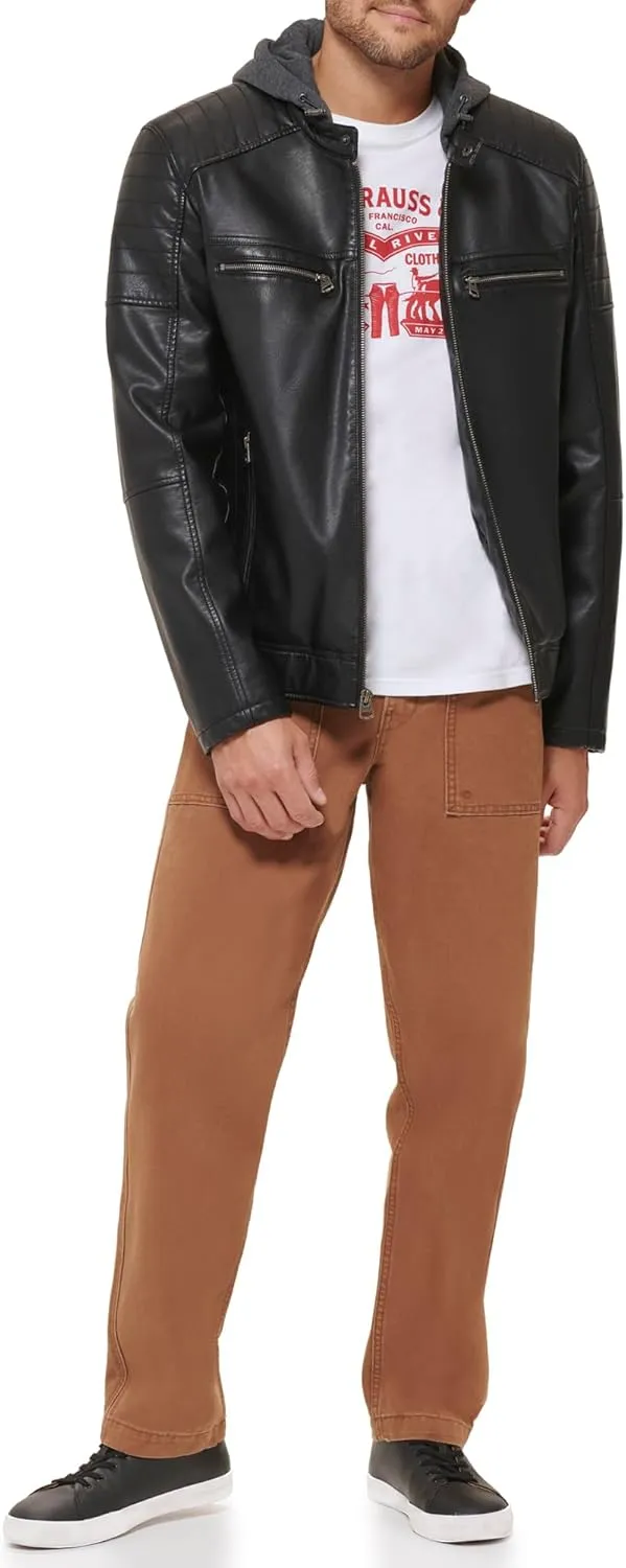 Levi's mens Faux Leather Racer Jacket
