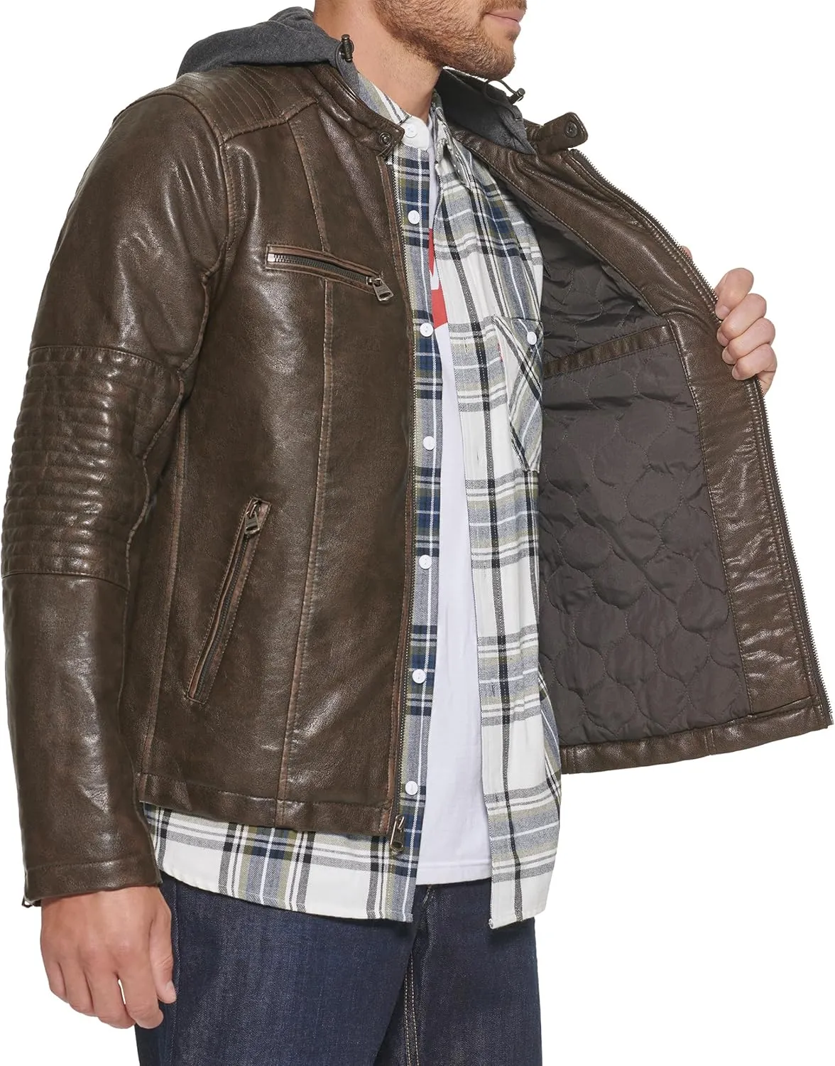 Levi's mens Faux Leather Racer Jacket