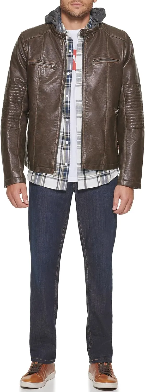 Levi's mens Faux Leather Racer Jacket