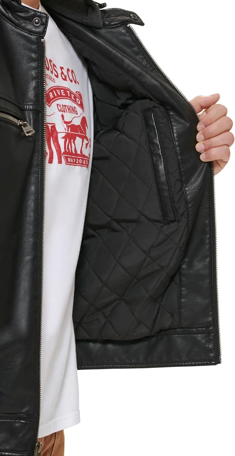Levi's mens Faux Leather Racer Jacket