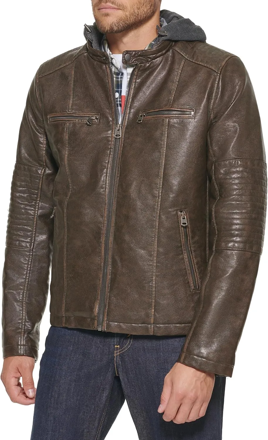 Levi's mens Faux Leather Racer Jacket