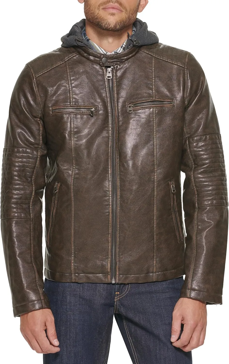 Levi's mens Faux Leather Racer Jacket