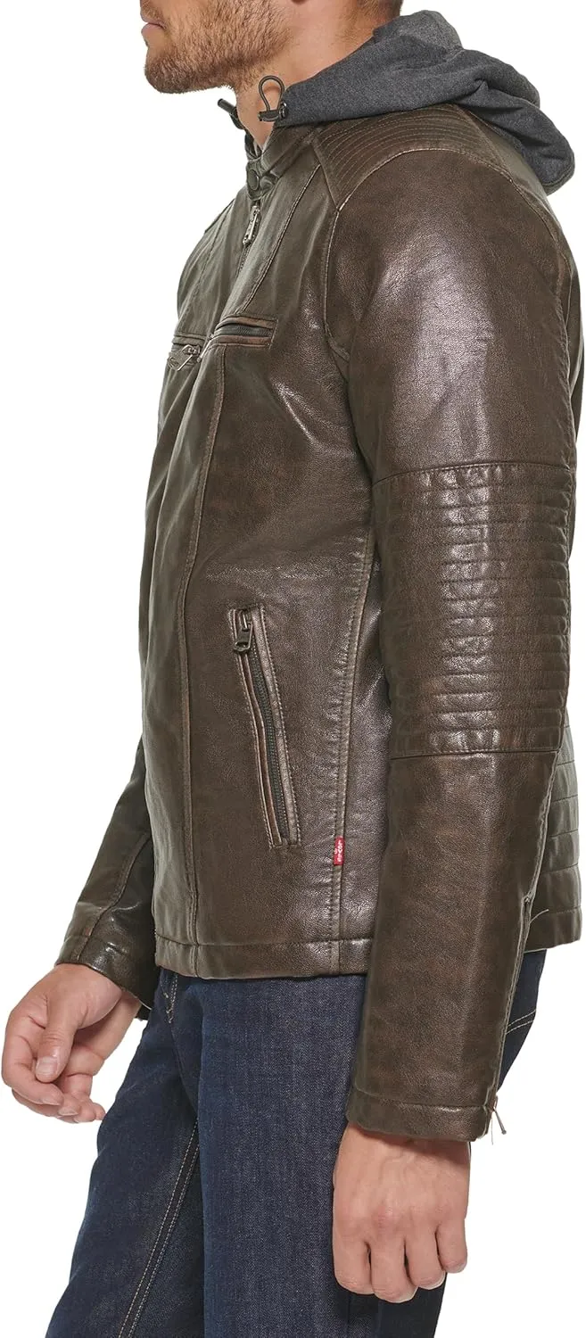 Levi's mens Faux Leather Racer Jacket